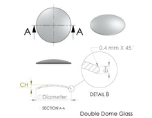 Load image into Gallery viewer, Double Dome Round Mineral Glass , 1.5 mm Thick, Edge Height 1.5 mm - 35.1 mm to 50.0 mm (MOQ: 5 PCS)
